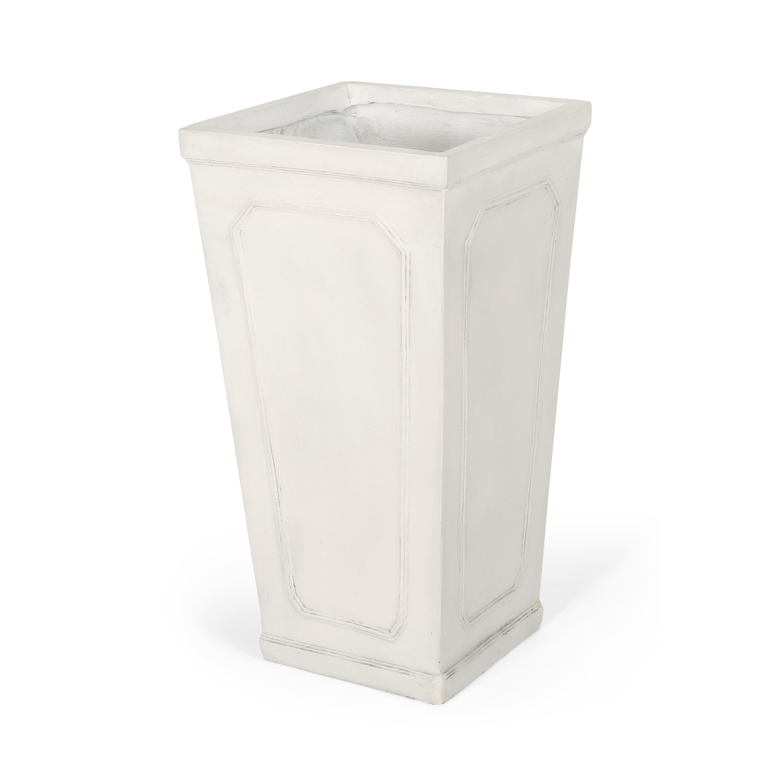 Tall Outdoor MGO Planter with Antique White Finish