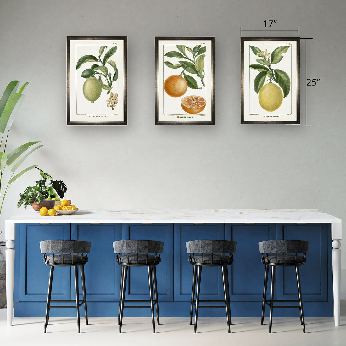 Orange Plant in Silver Frame - 24 x 16 inch