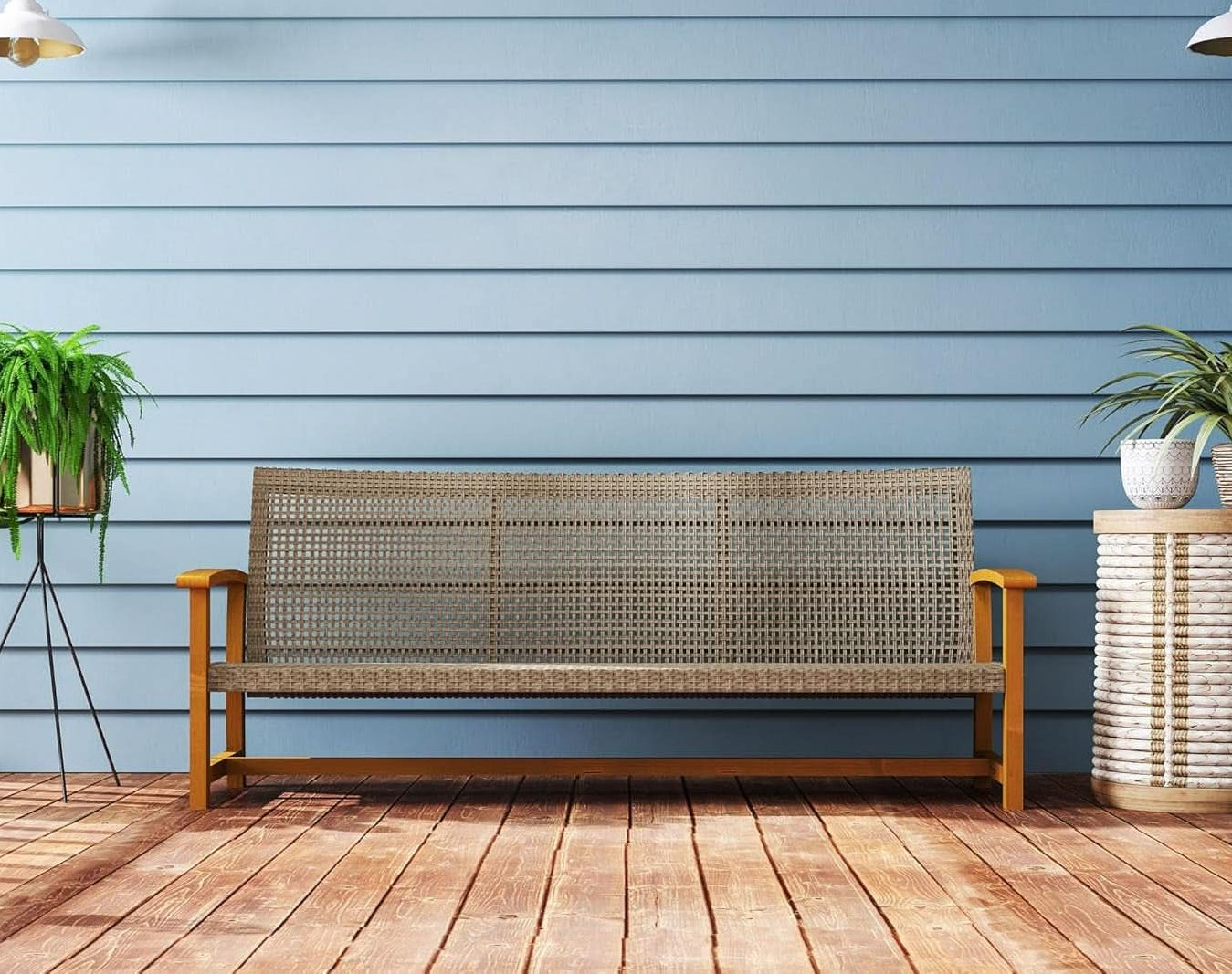 Spacious Wicker Outdoor Couch for Three
