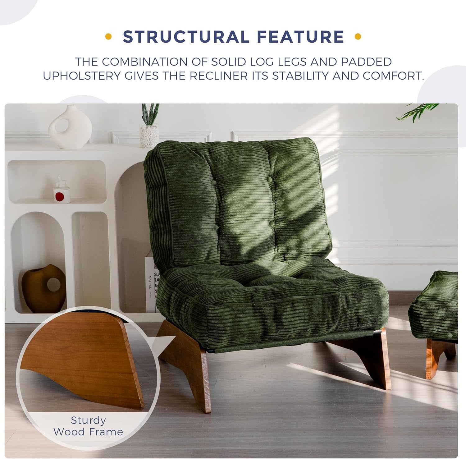 Adjustable Accent Chair With Ottoman in Green