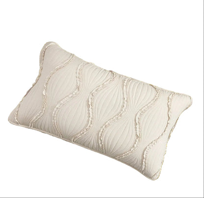 French Country Ruffles Quilted Cotton Bedding Set - Cream