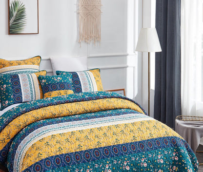 Bohemian Patchwork Bed of Flowers Patchwork Quilted Bedding
