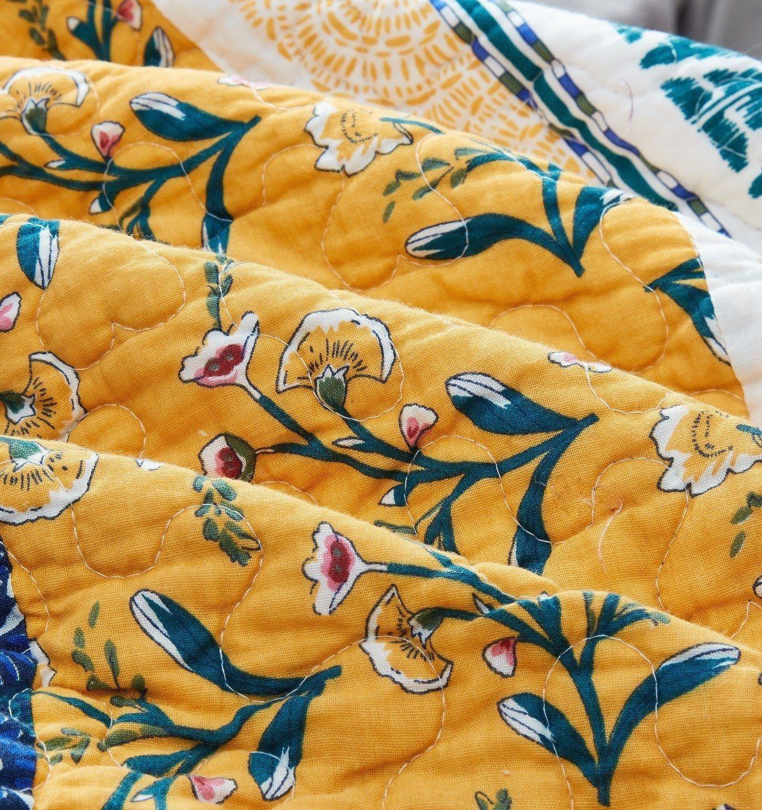 Bohemian Patchwork Bed of Flowers Patchwork Quilted Bedding
