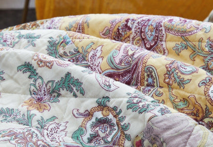 Bohemian Burgundy Velvet Trim Floral Paisley Patchwork Cotton Bedding