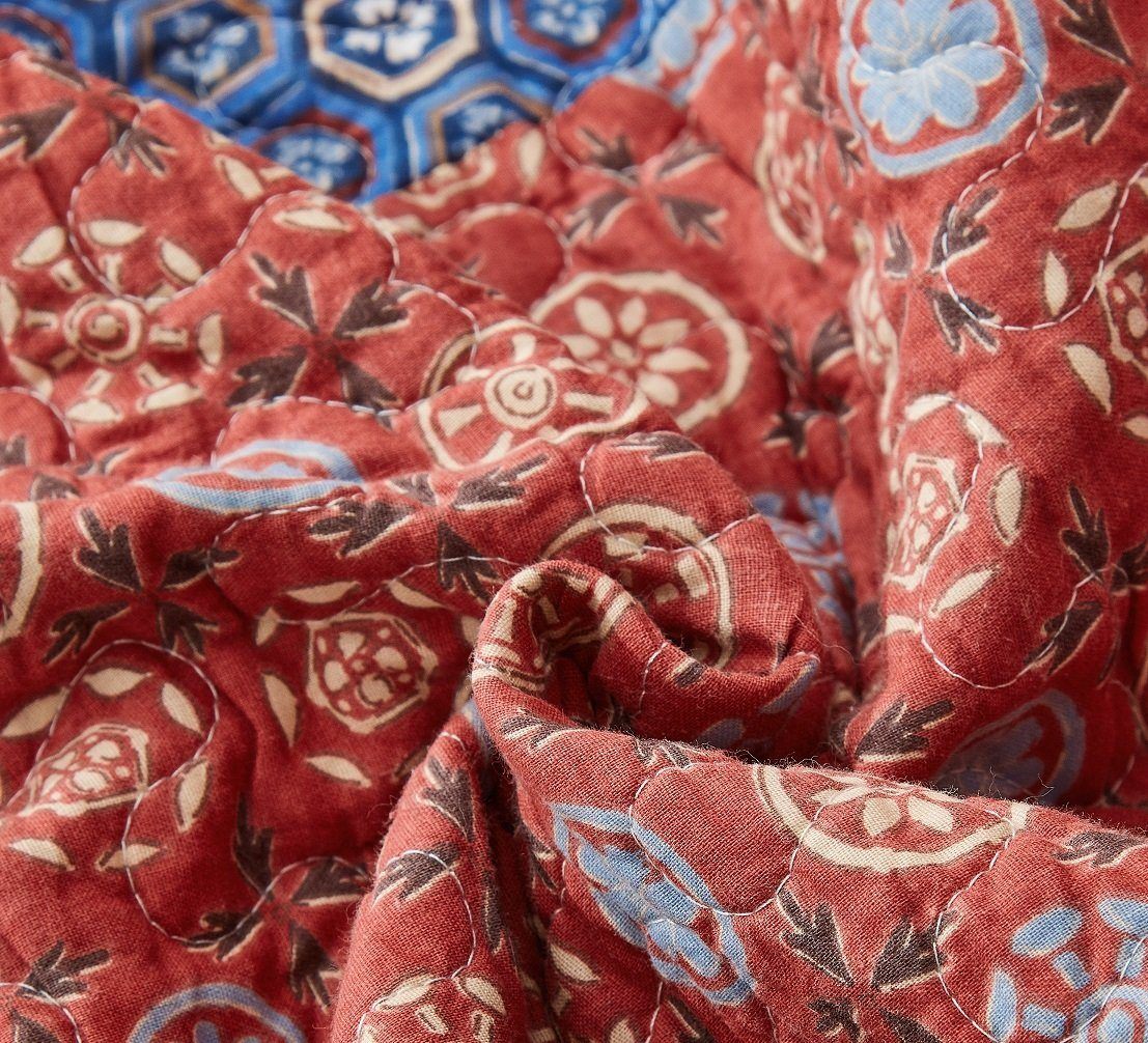 Boho Vibes Mediterranean Blue Patchwork Quilted Bedding