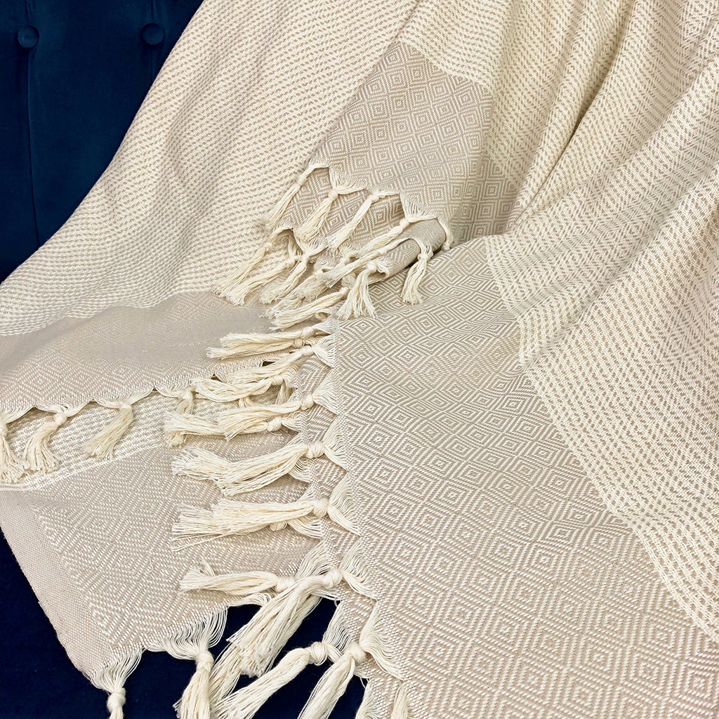 Diamond Stripe Turkish Throw - 4 Colors