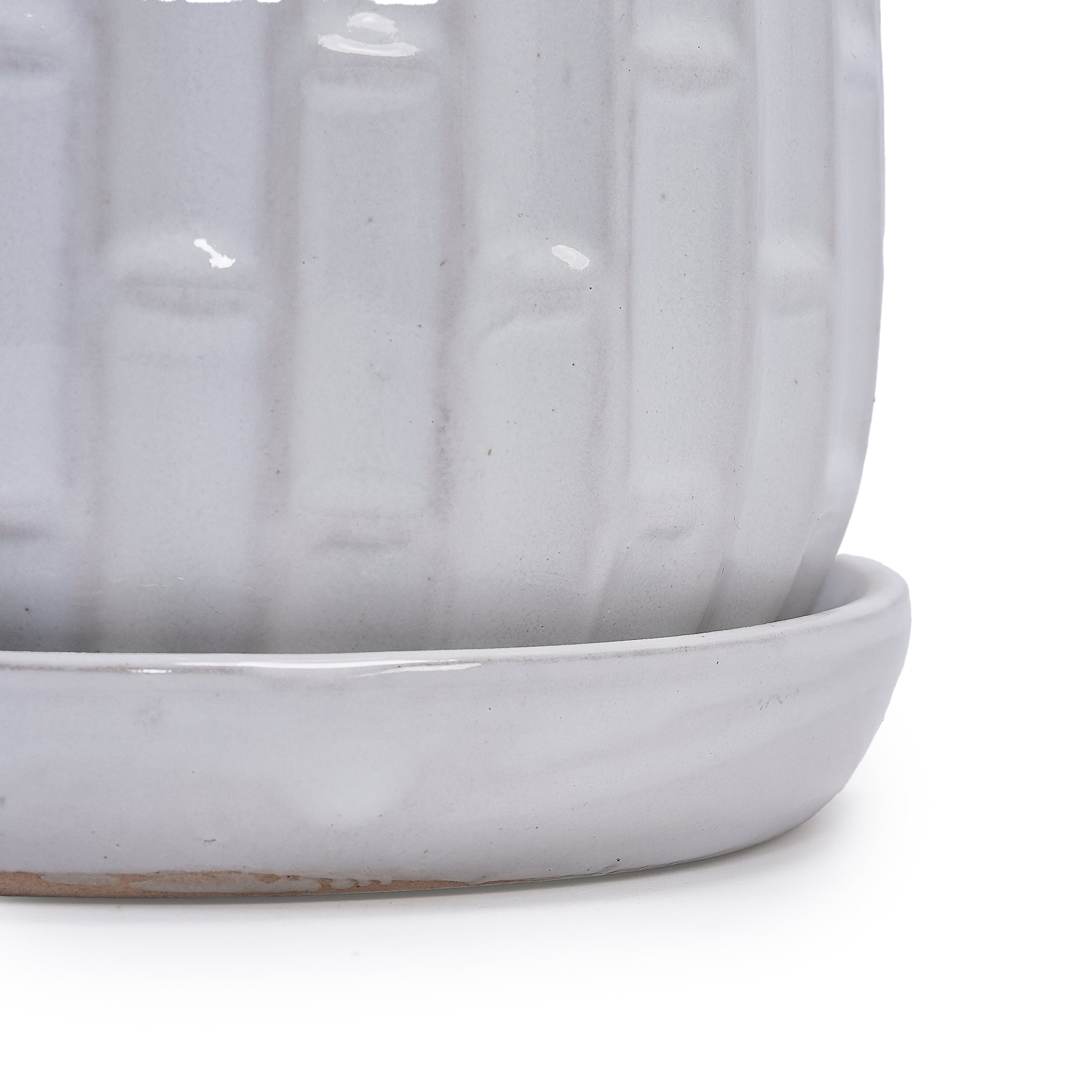 Set of 2 Patterned Ceramic Planters - White