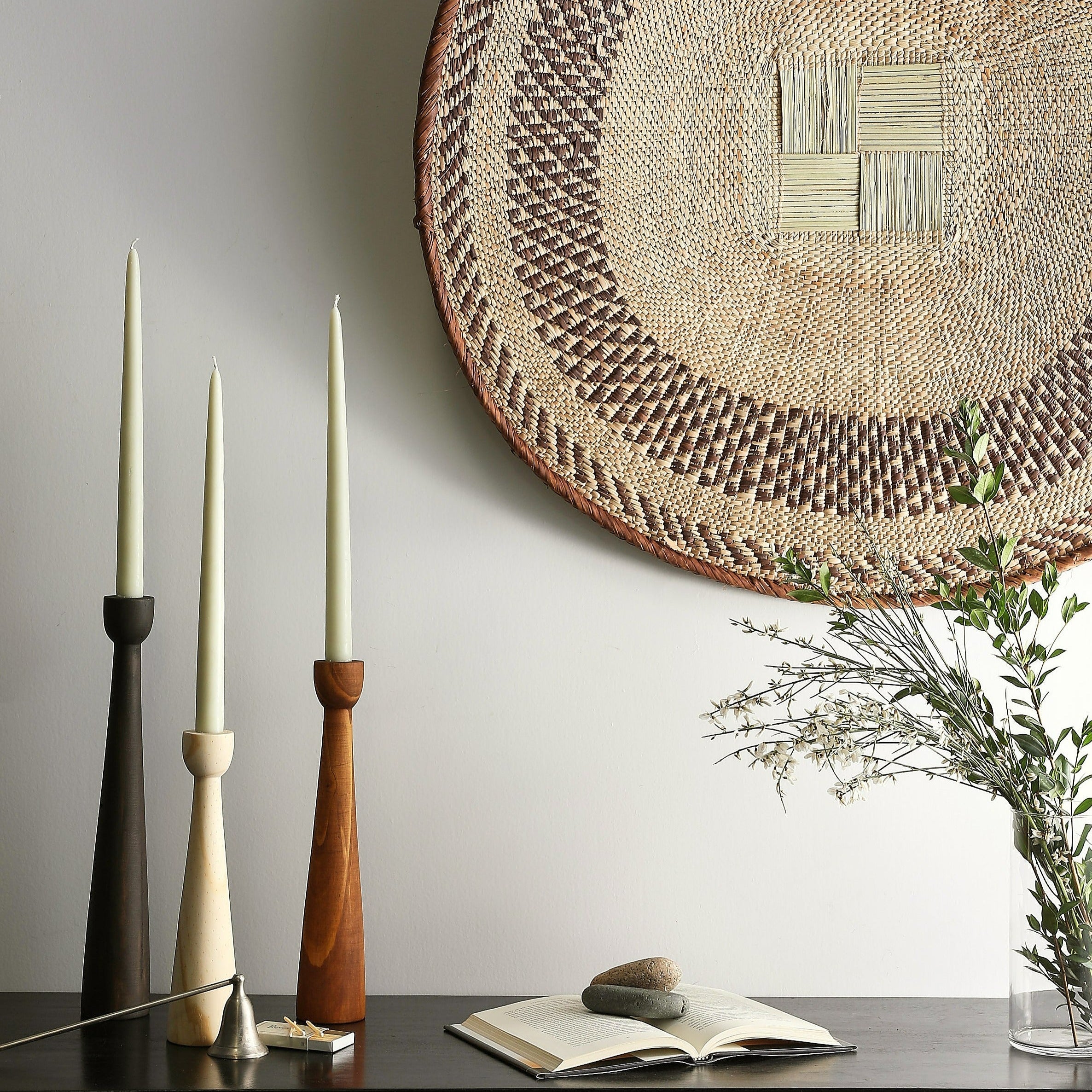 Tapered Candlestick Holders - Cognac, Espresso, Natural