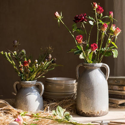Binglie Glazed Pottery Vase with Handles