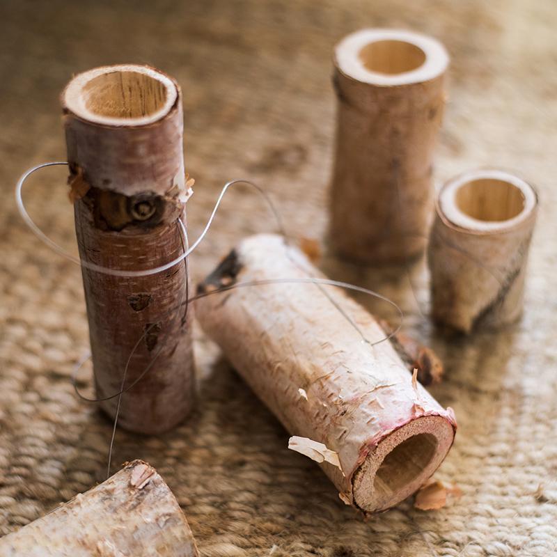 Birch Wood Hanging Mini Planters