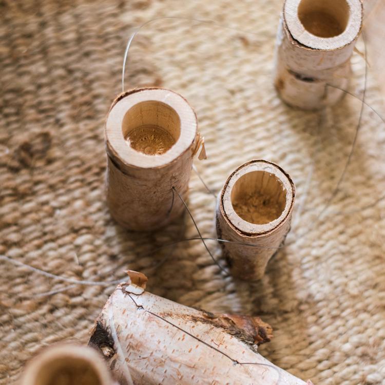 Birch Wood Hanging Mini Planters