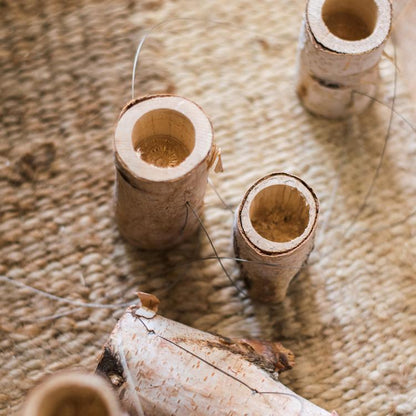 Birch Wood Hanging Mini Planters