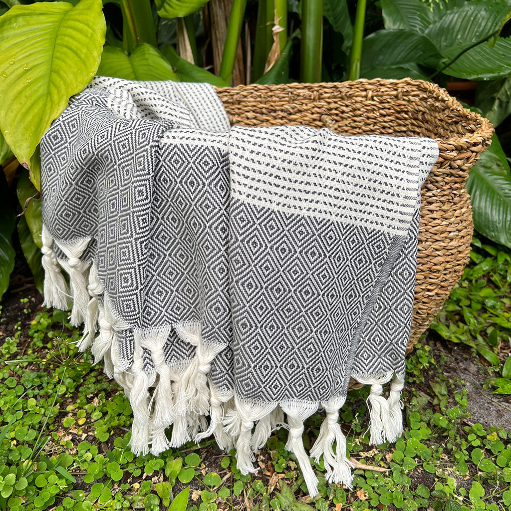 Diamond Stripe Turkish Throw - 4 Colors