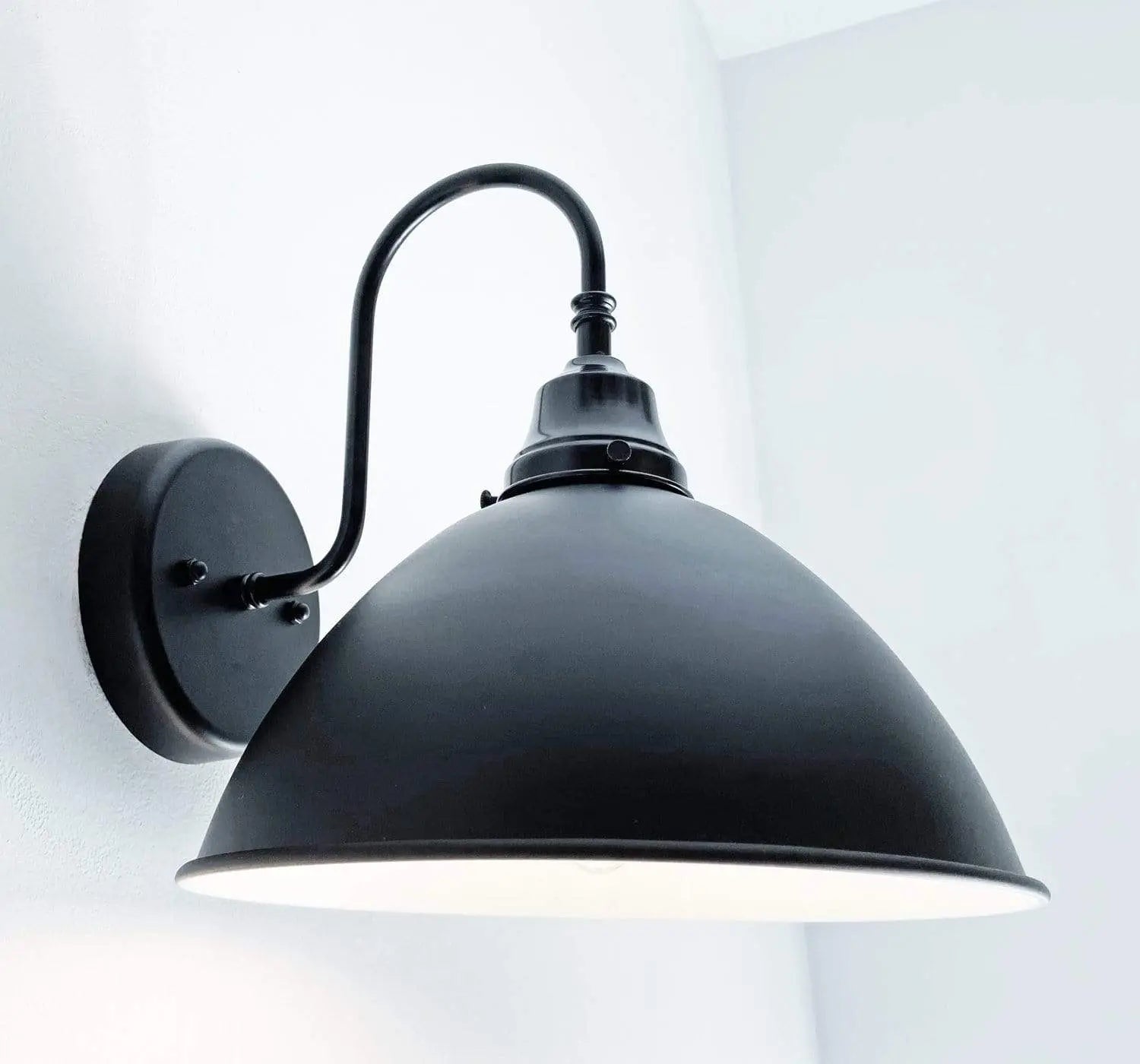 Large Black Enamel Farmhouse Wall Sconce Lighting