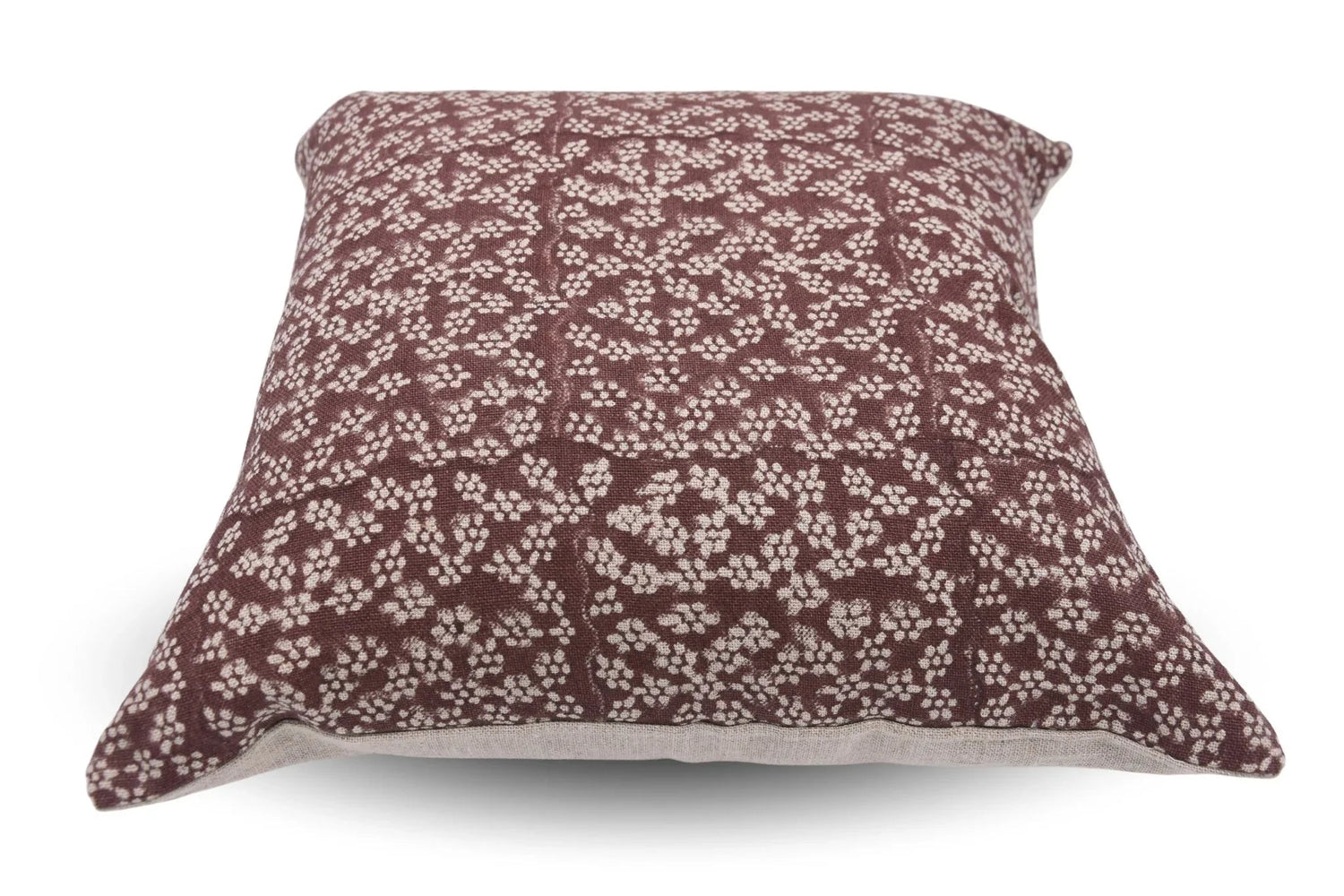 Ola Vrishti Handmade Brown Floral Block Print Pillow Cover
