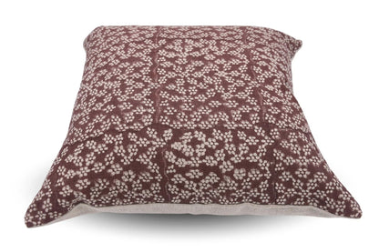 Ola Vrishti Handmade Brown Floral Block Print Pillow Cover