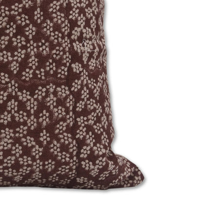Ola Vrishti Handmade Brown Floral Block Print Pillow Cover
