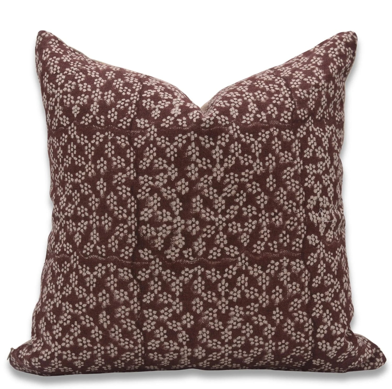 Ola Vrishti Handmade Brown Floral Block Print Pillow Cover