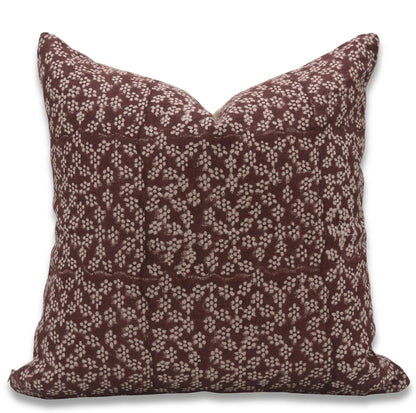 Ola Vrishti Handmade Brown Floral Block Print Pillow Cover