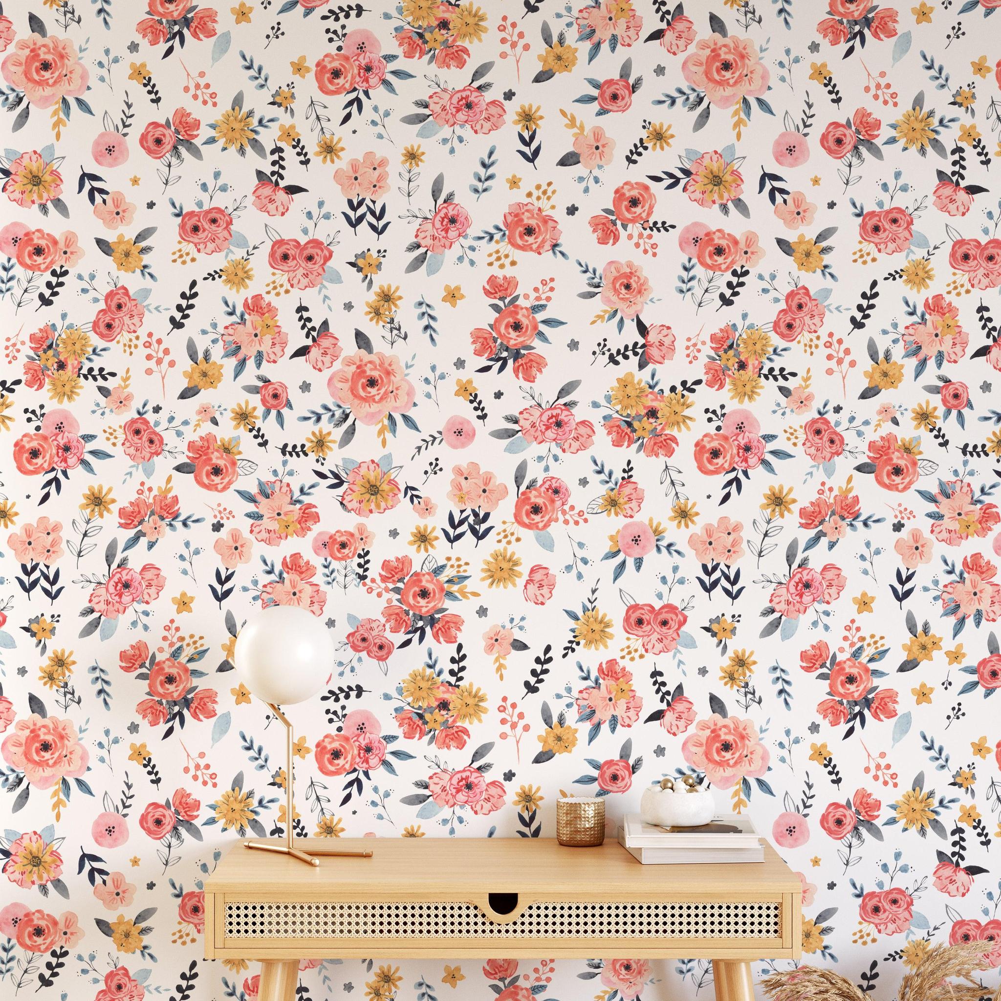 In Bloom Wallpaper - White