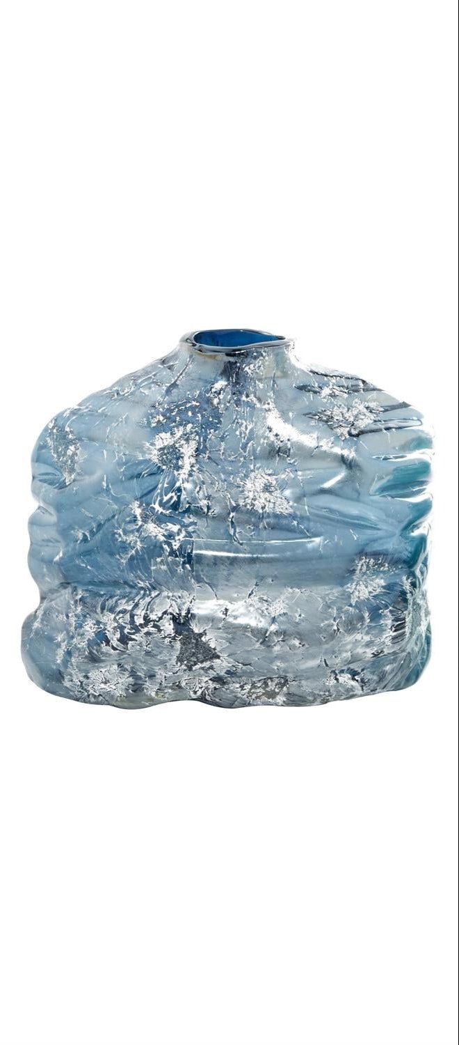 Blue Glass Handmade Blown Decorative Vase