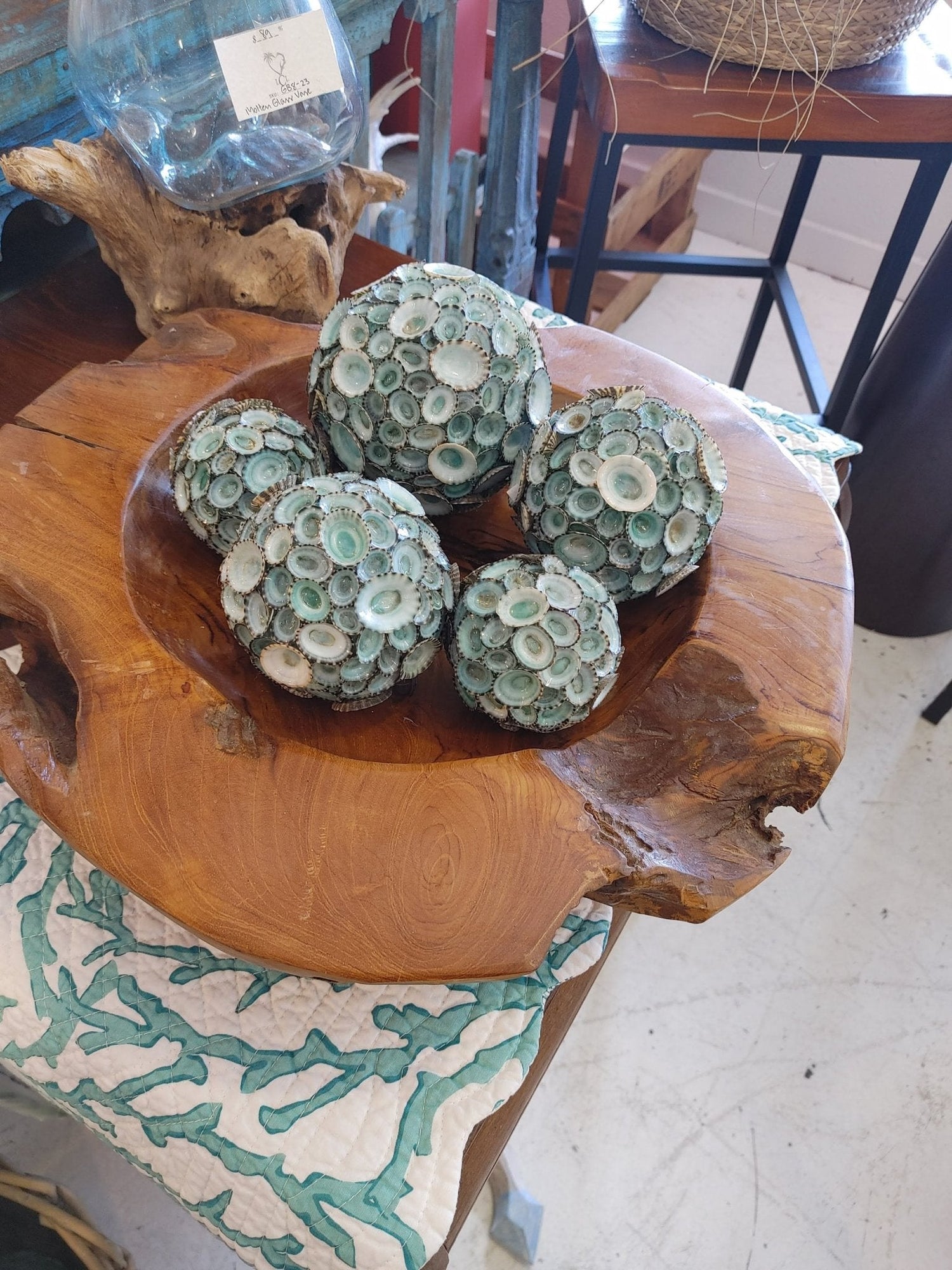 Handmade Blue-Green Limpet Sphere Balls