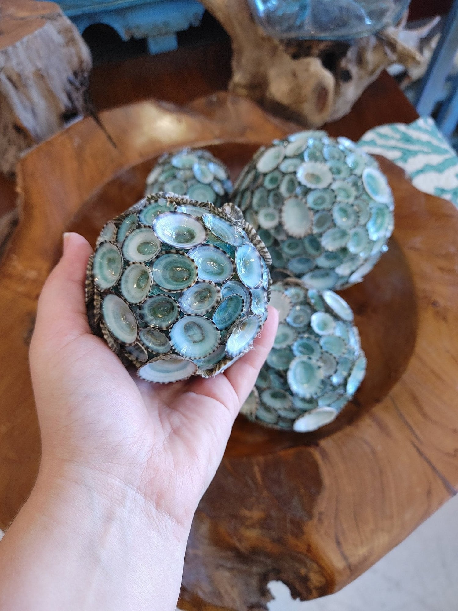 Handmade Blue-Green Limpet Sphere Balls