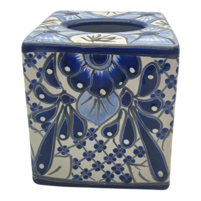 Blue &amp; White Talavera Tissue Box | Handmade Mexican Accent