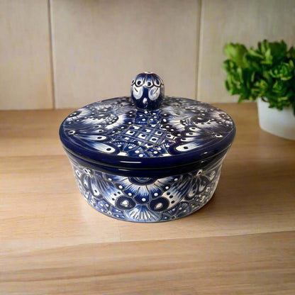 Blue &amp; White Talavera Tortilla Warmer | Handmade Mexican Kitchenware
