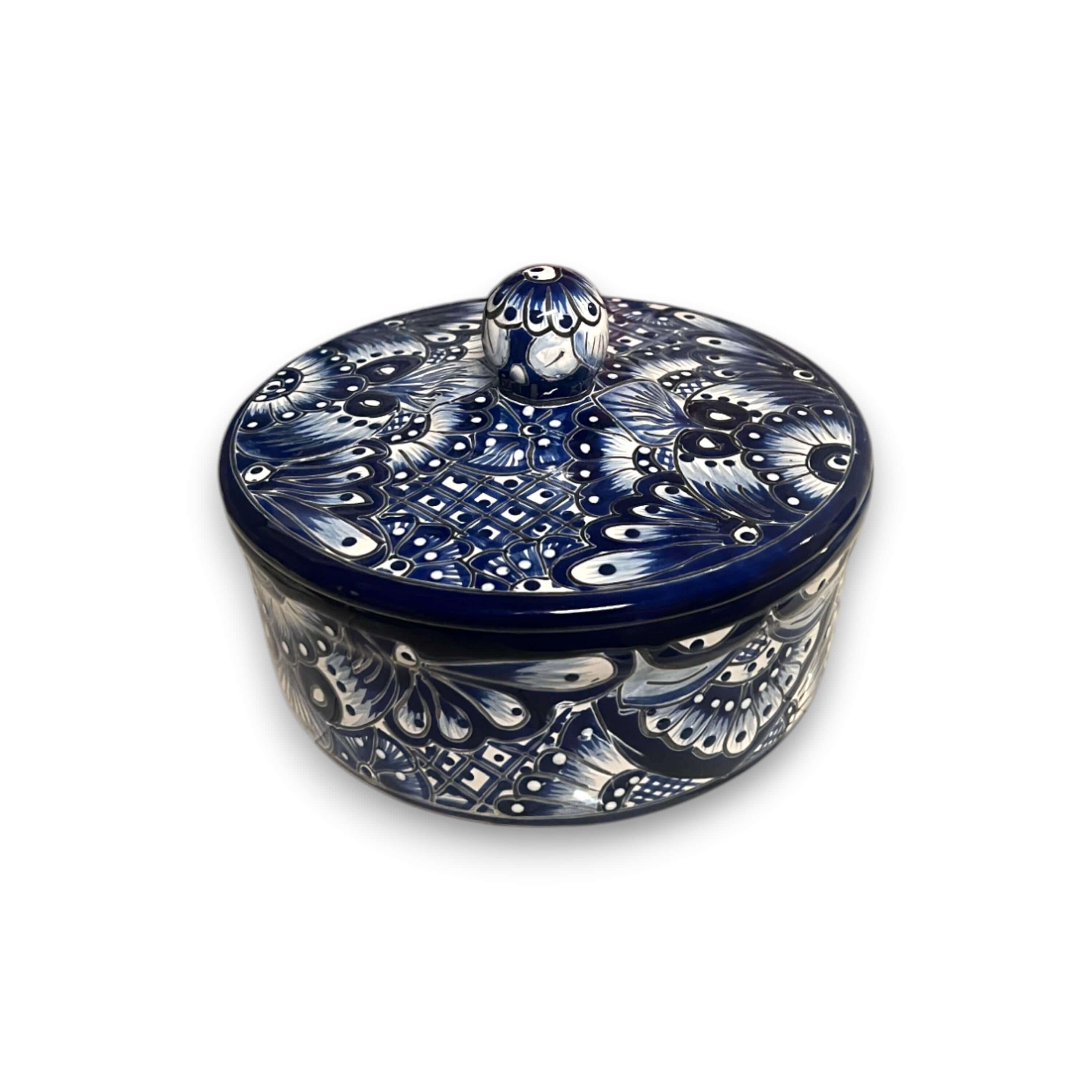 Blue &amp; White Talavera Tortilla Warmer | Handmade Mexican Kitchenware