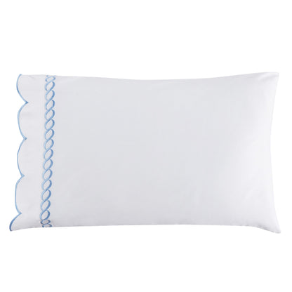 600 Thread Count Scallop Rope Embroidered Cotton Pillowcase Pair