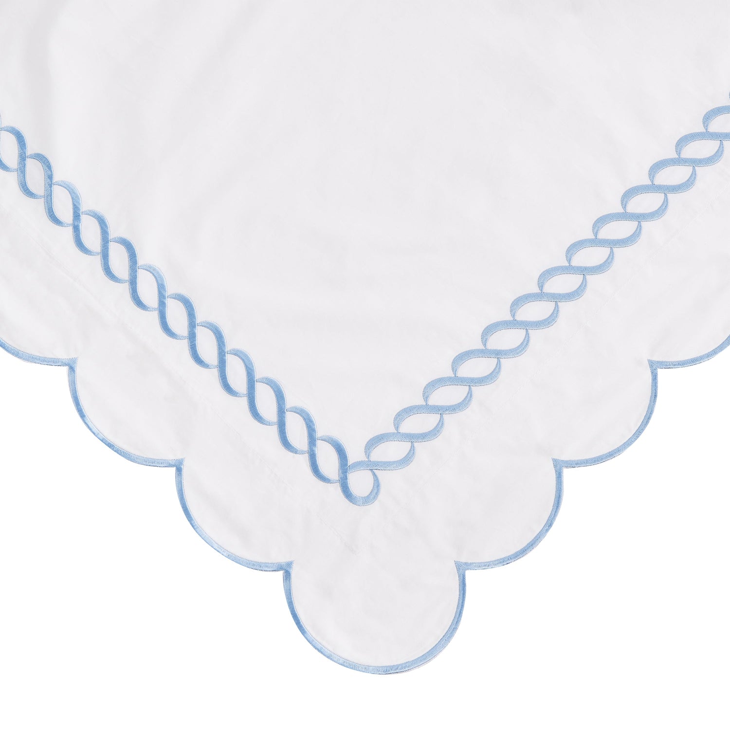 600 Thread Count Scallop Rope Embroidered Cotton Euro Sham Pair