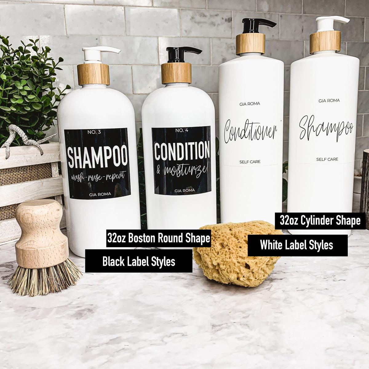 32oz Plastic White Dispensers with Customized Labels