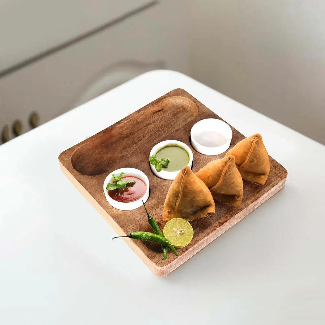 Bouffe Acacia Wood &amp; Ceramic Food Platter
