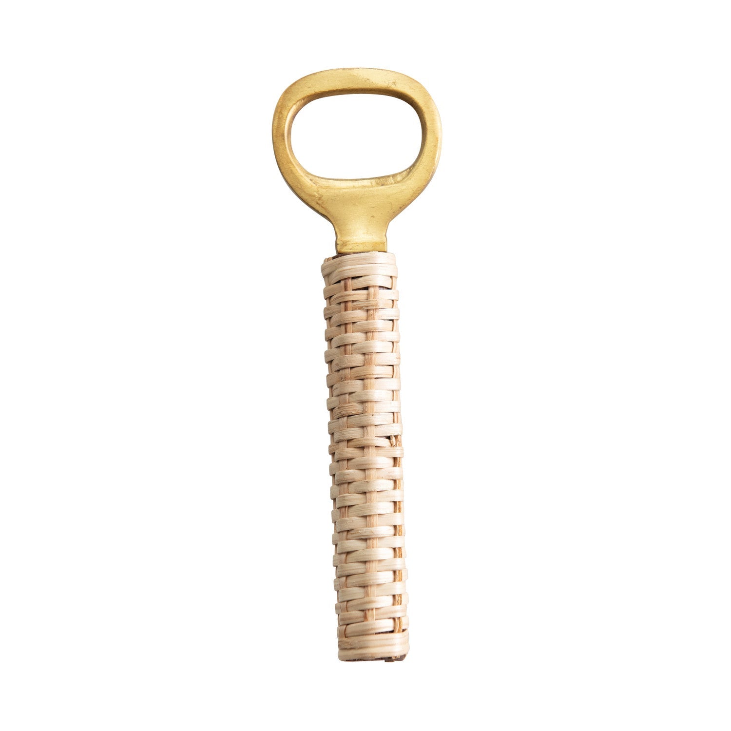 Brass Bottle Opener with Bamboo Wrapped Handle