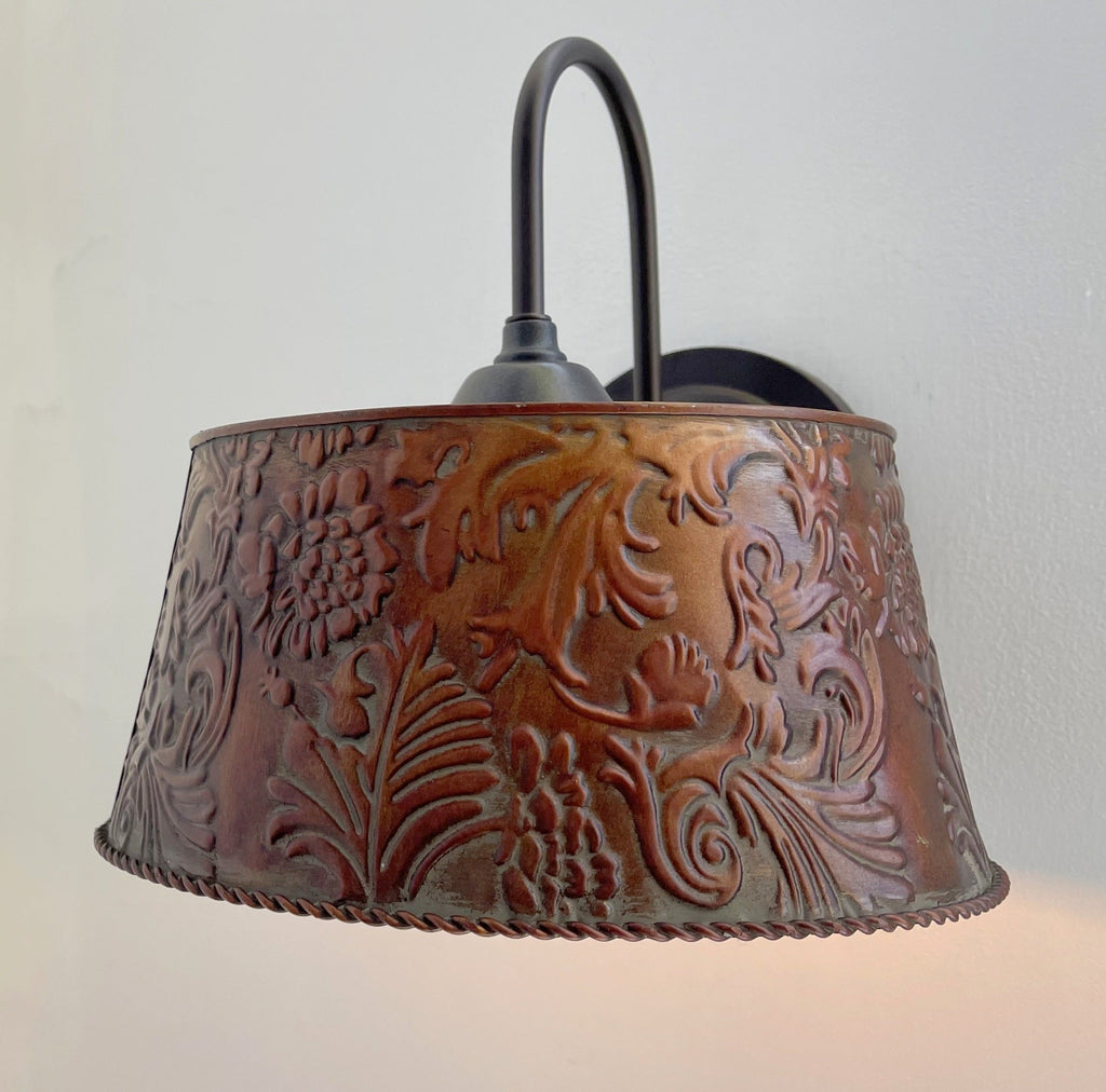 Bronze Copper Embossed Wall Sconce Light Fixture