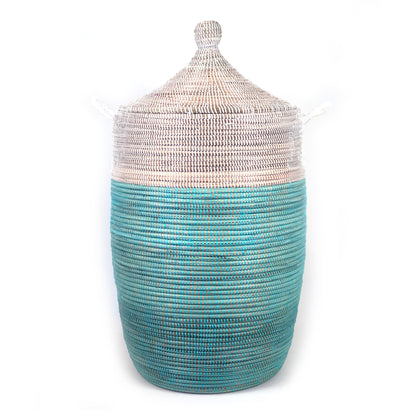 Large Two-Tone Basket - Turquoise + White