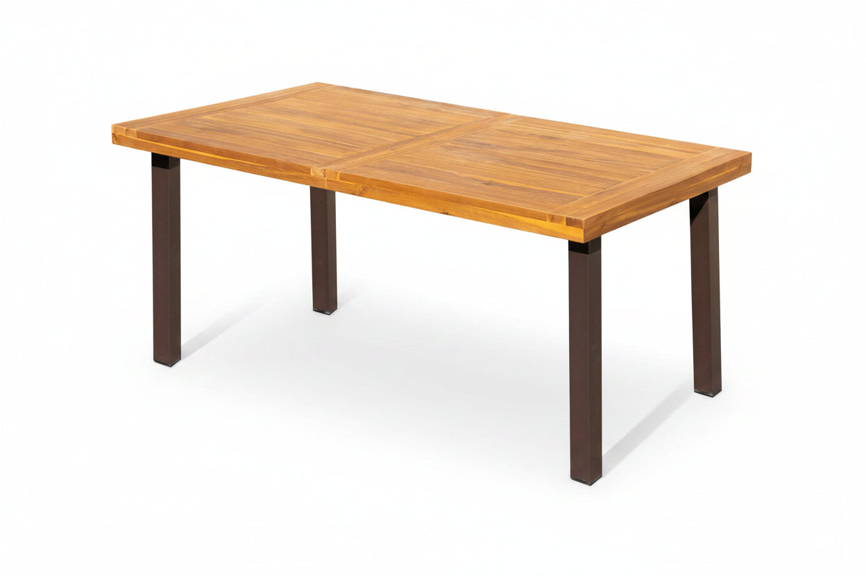 Indoor/Outdoor Dining Table- Acacia Wood With Iron Legs