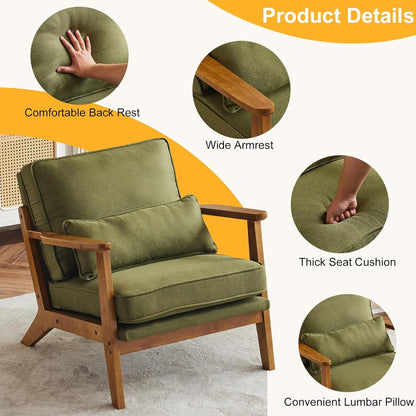 Luxury Upholstered Armchair in Olive