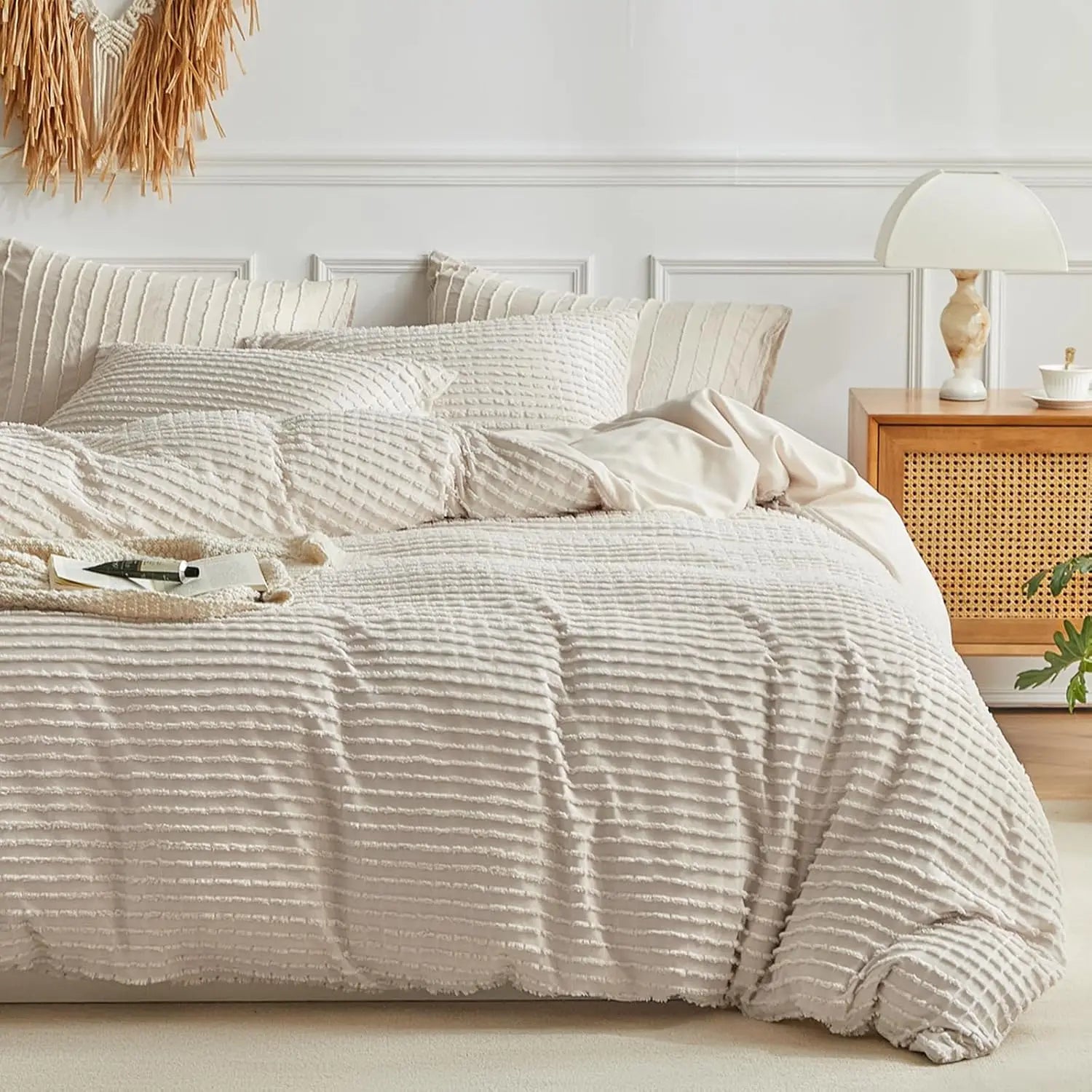 Boho-Style Fringe Duvet Set - Queen