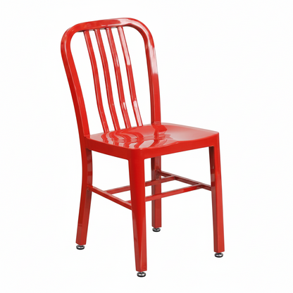 Commercial Grade Red Metal Indoor/Outdoor Dining Chair