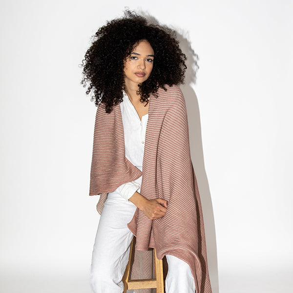 Ribbed Organic Cotton Knit Throw Blanket
