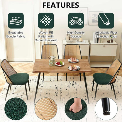 Walnut Finish Raw Edge 47" Dining Set - Green