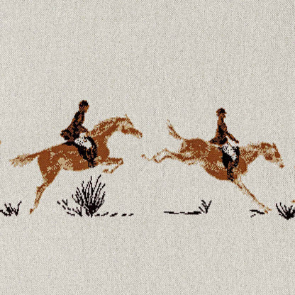 Equestrian Full Gallop - Cotton Sustainable Knit Traditional Throw Blanket