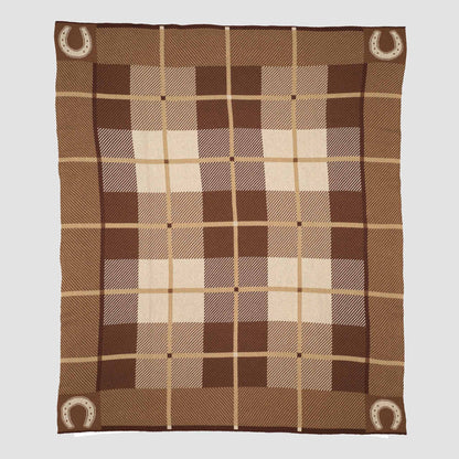 Equestrian Barn Plaid - Cotton Sustainable Knit Stripe Throw Blanket