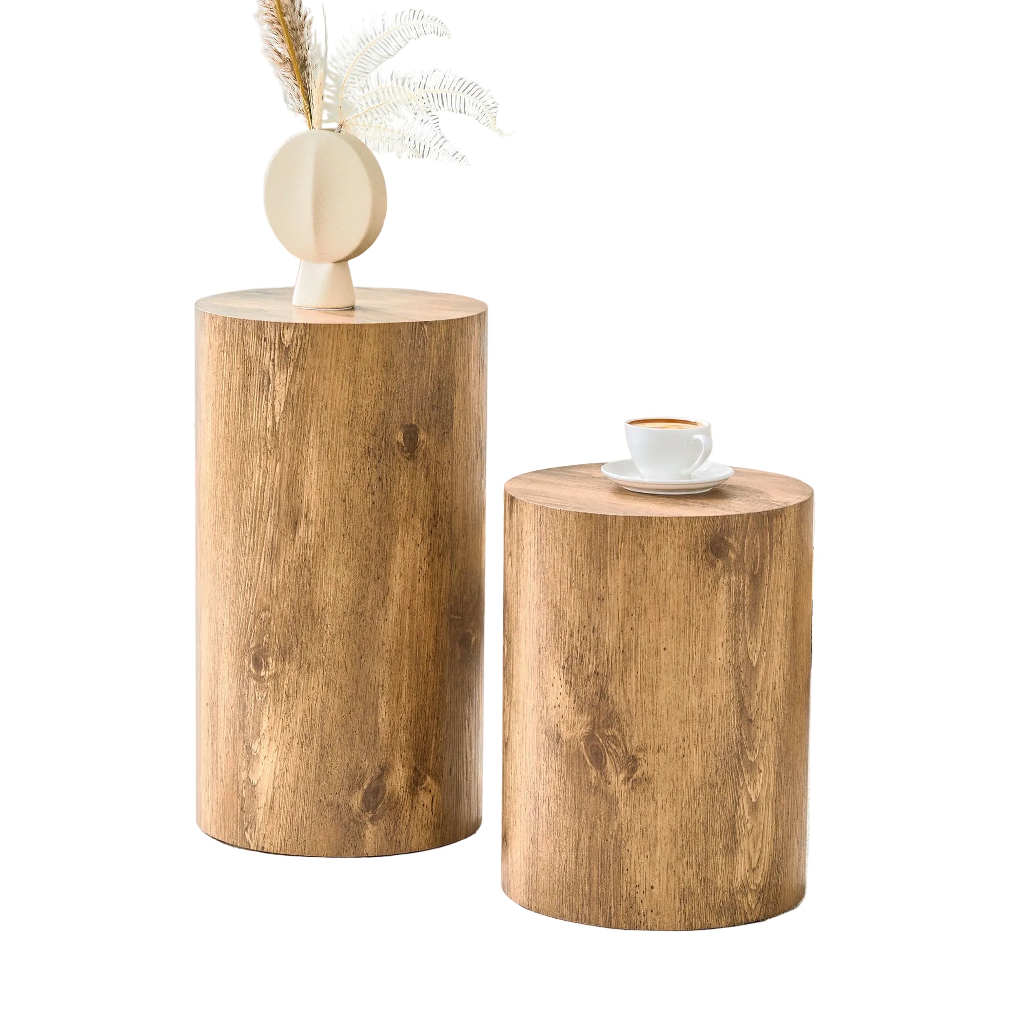 Modern Minimalist Set of Two Cylinder Coffee Tables