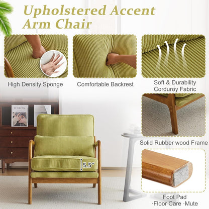 Corduroy Armchair in Light Olive