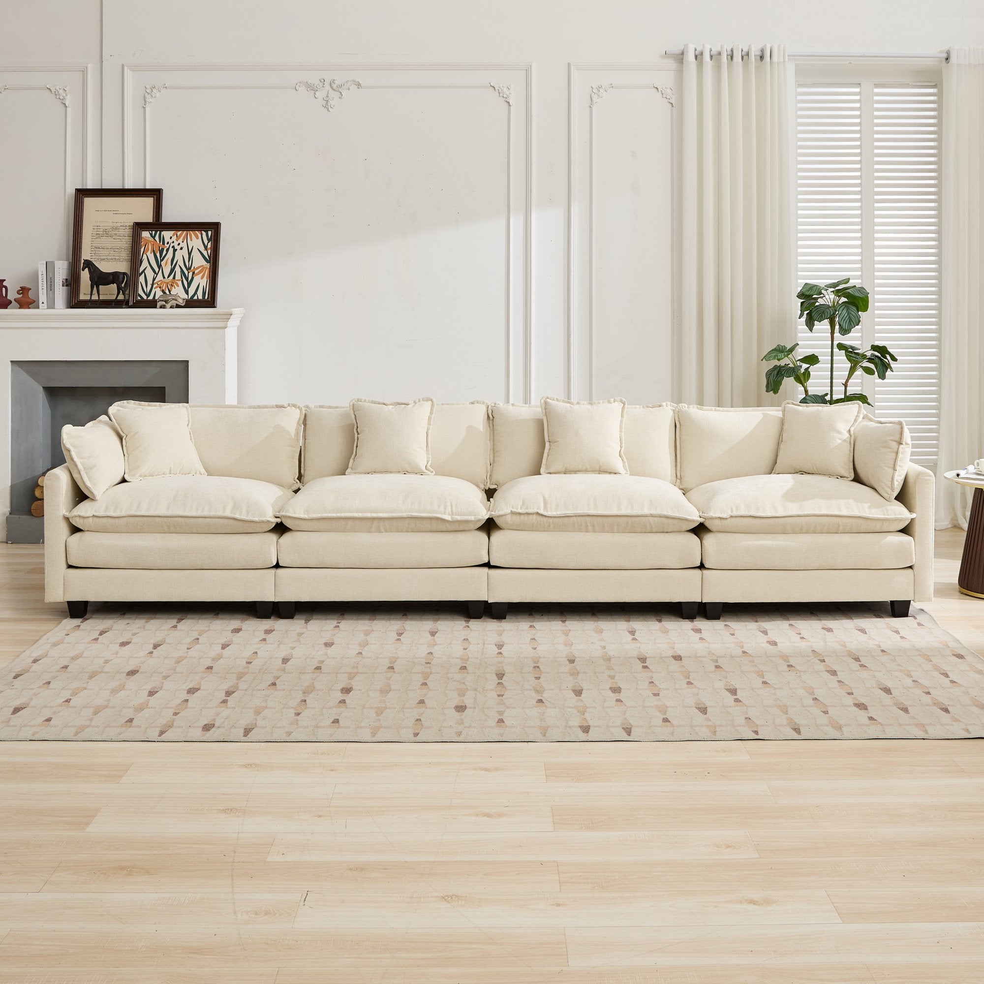 Cloud 4 Seat Sofa with Chenille Fabric in Beige