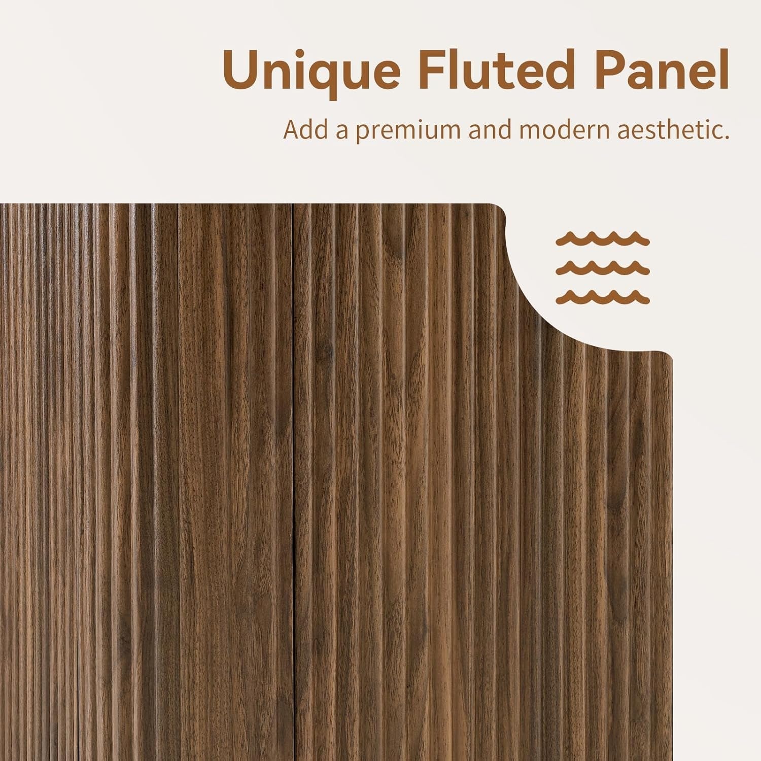64 Inch Curved Walnut Contemporary Buffet Sideboard