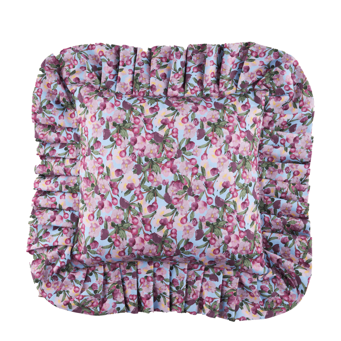 Ruffled Pillow Cover Romance is Dead Blue